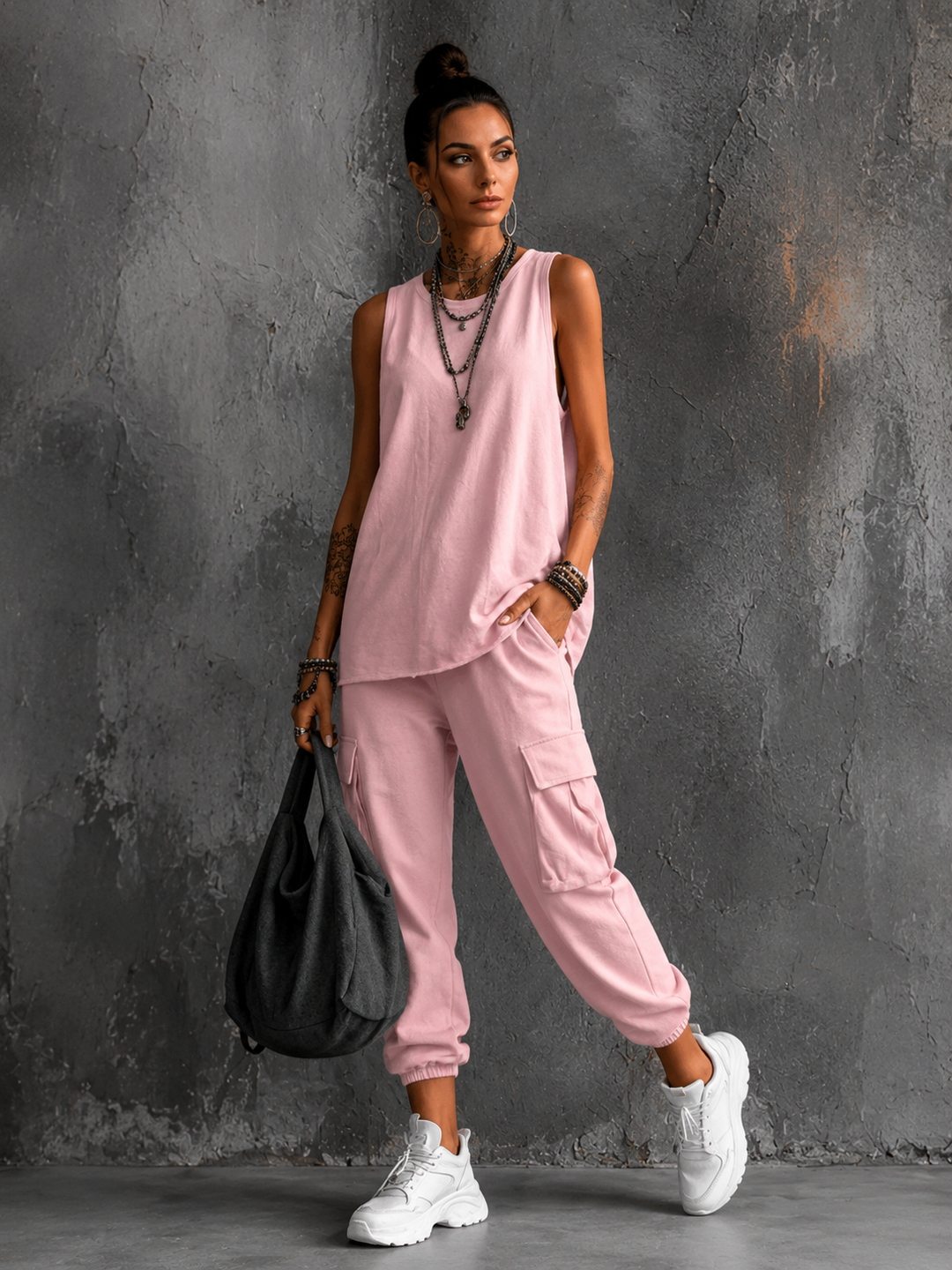 Norelle | Bequemes Zweiteiliges Casual Set - Pink