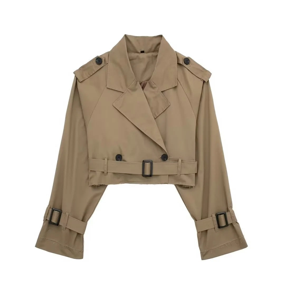 Geesje | Stylish Short Trench Coat for Every Season - Black