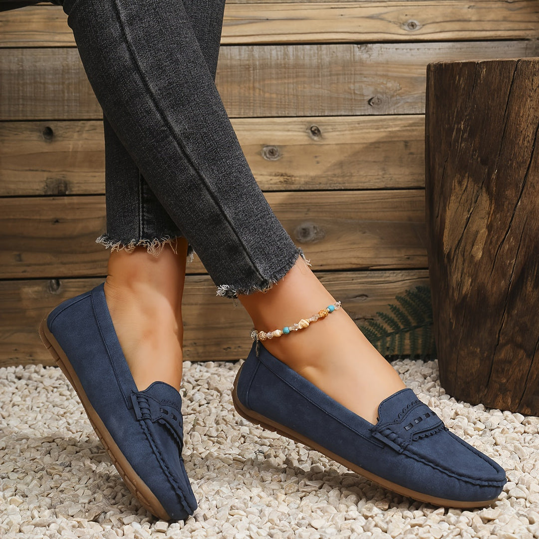 Marie | Scalloped Faux-Suede Loafers