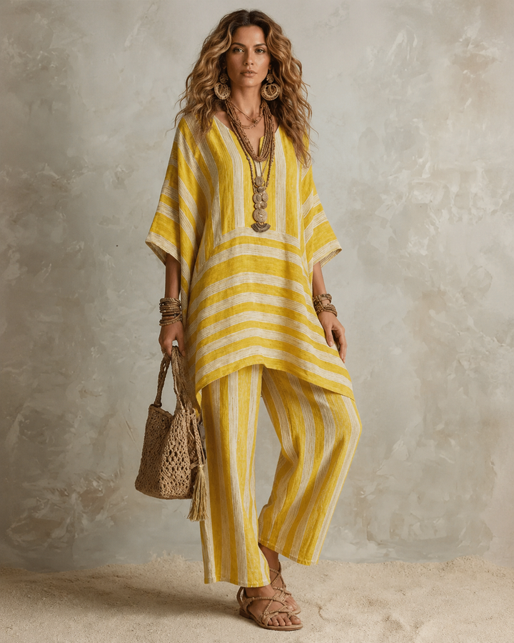 Anna | Bohemian Leinen 2-Teiliges Set - Yellow