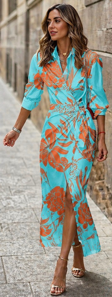 Printed Wrap Dress