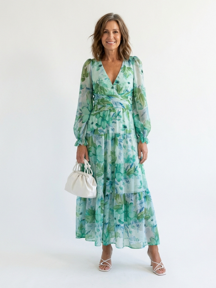Philippa | Relaxed Floral Long Sleeve Maxi Dress
