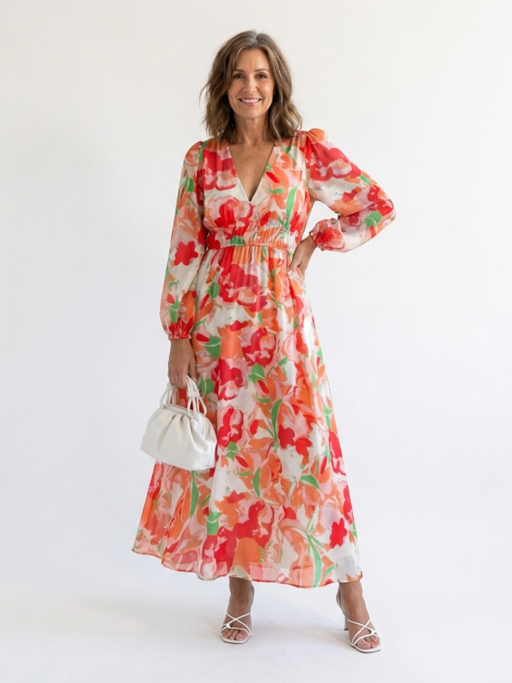 Philippa | Relaxed Floral Long Sleeve Maxi Dress