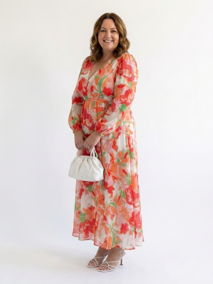 Philippa | Relaxed Floral Long Sleeve Maxi Dress