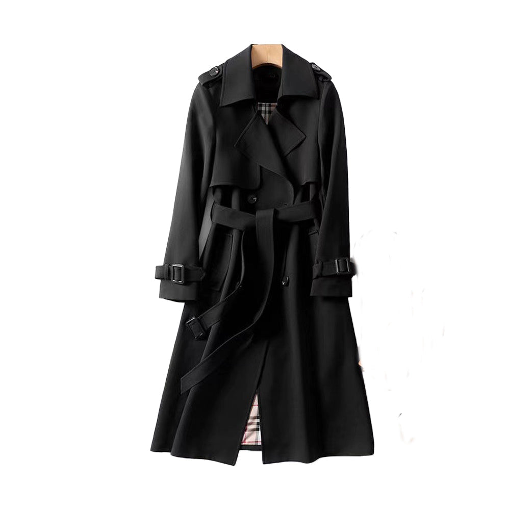 Sophia | Classic Double-Breasted Trench Coat with Belt - Navy