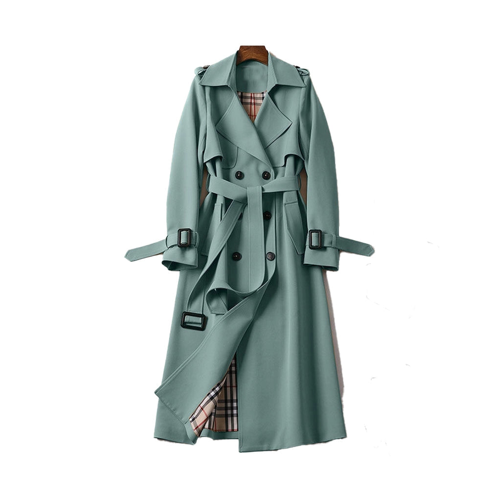 Sophia | Classic Double-Breasted Trench Coat with Belt - Red