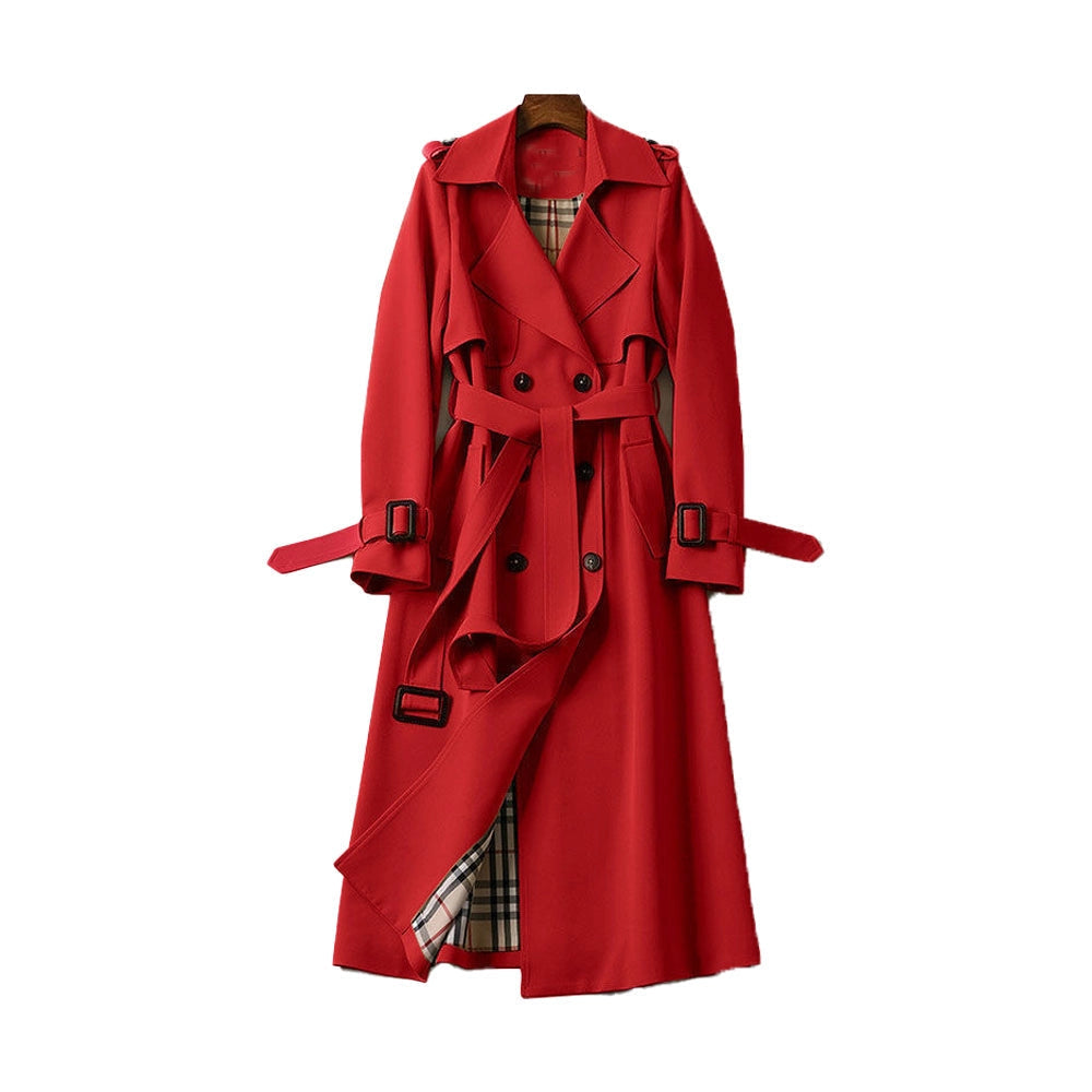 Sophia | Classic Double-Breasted Trench Coat with Belt - Khaki