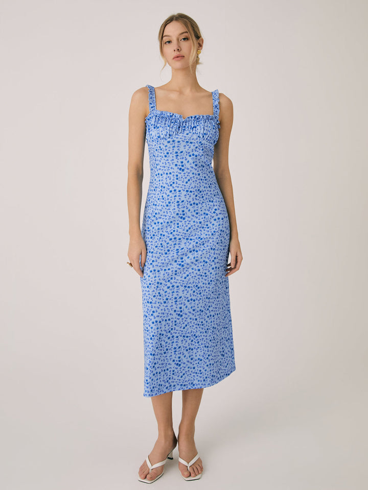 Amelie | Boho Floral Midi Dress with Adjustable Straps