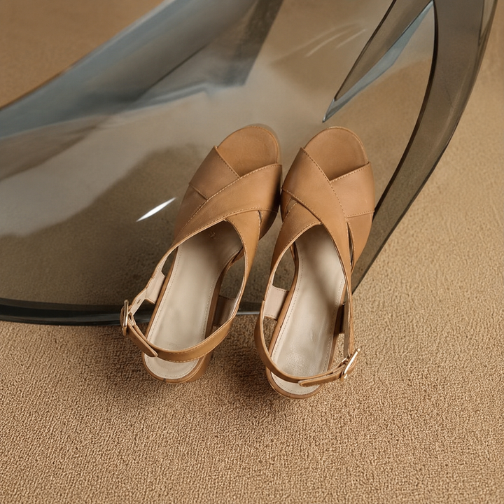 Delphine | Sandals Elegant A Heel Carre - Brown