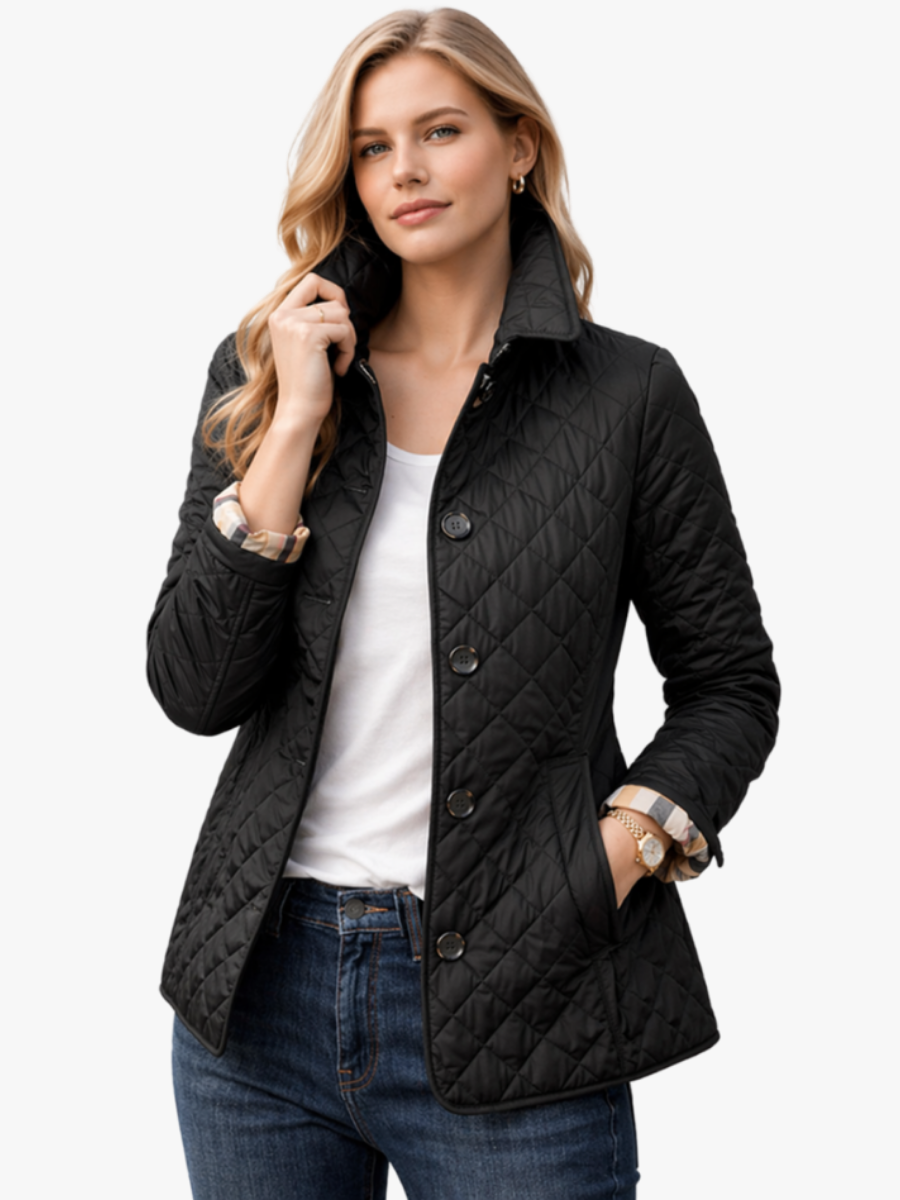 Florence | Jacket Matelassée Boutonnée - Black