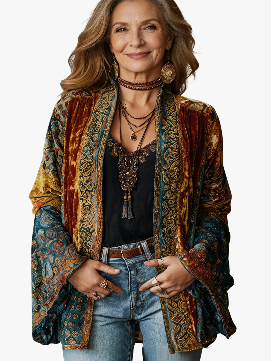 Adele | Bohemian Velvet Jacket - Multicolor
