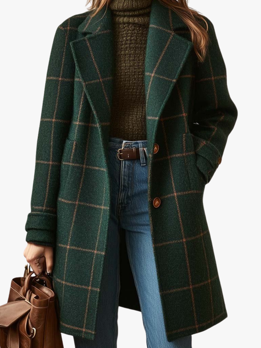 Louise | Checkered Coat - Green