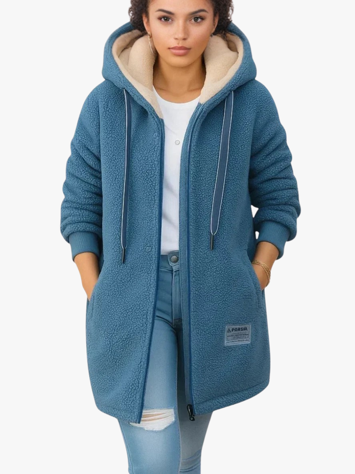 Hortense | Jacket Fleece Longue À Hooded - Blue