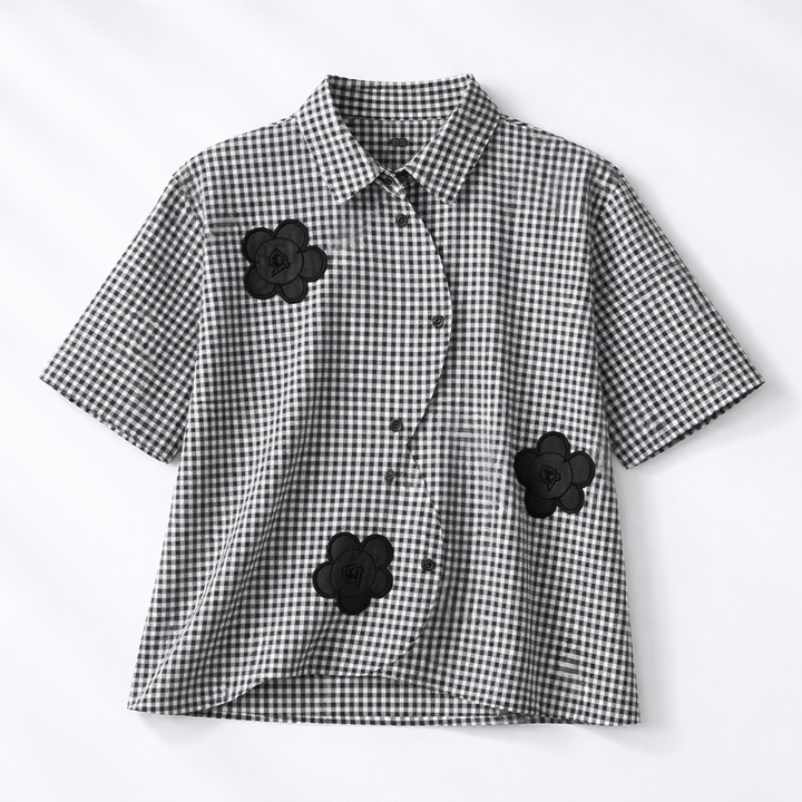 Floral | Gingham Button-Up Blouse - Helen & Olivia Manhattan