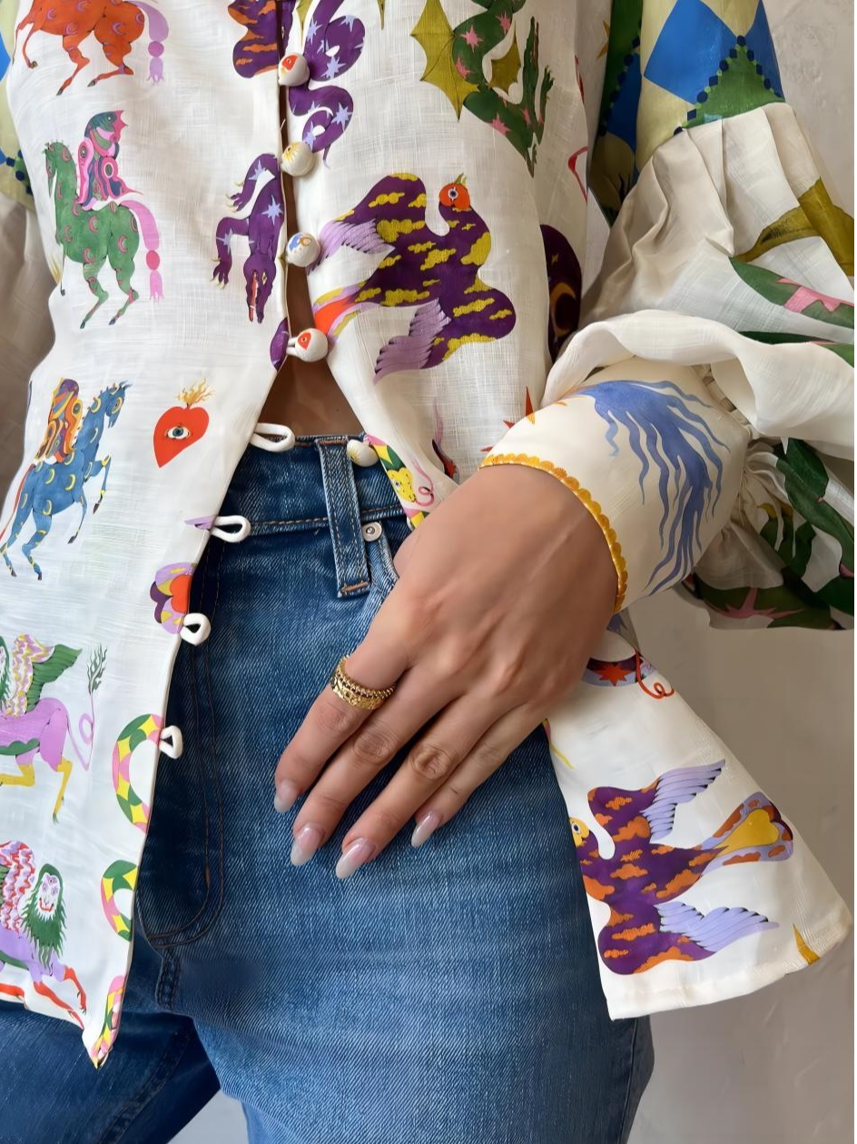 Cleo | Pop-Art Sleeve Balloon Blouse
