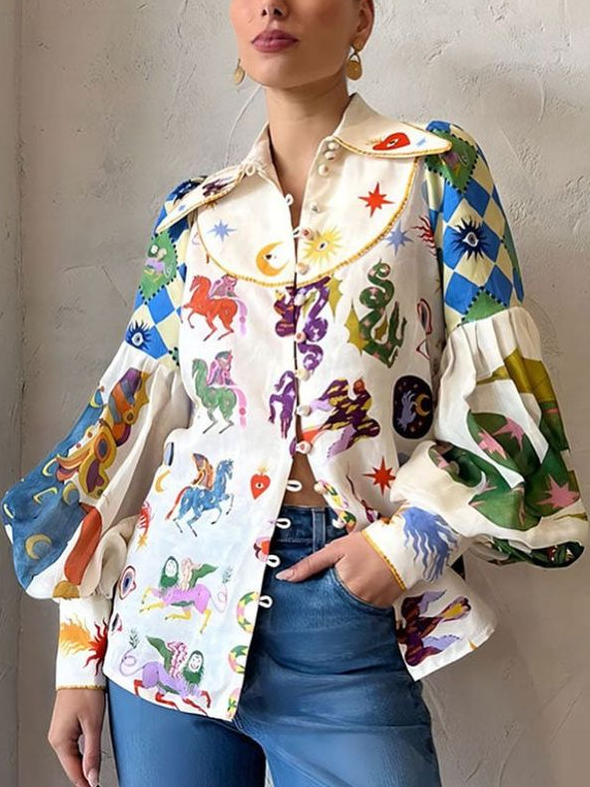 Cleo | Pop-Art Sleeve Balloon Blouse