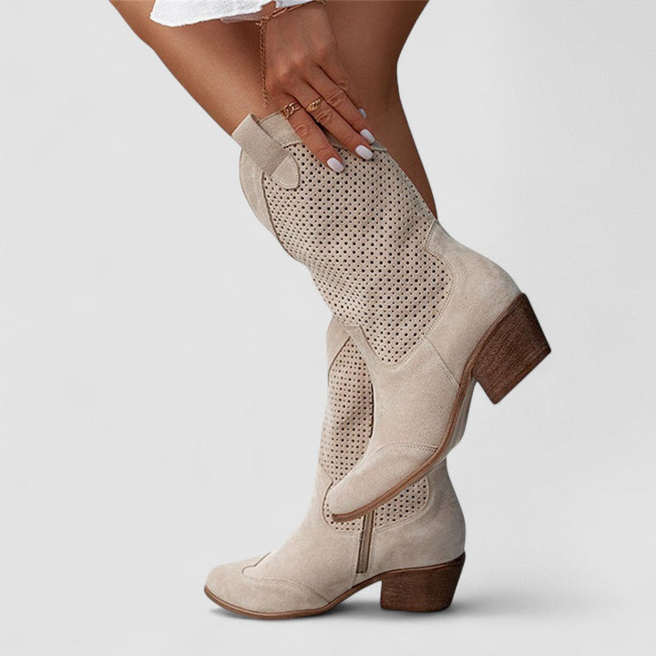 Rachel | Orthopedic Western Boots - Beige