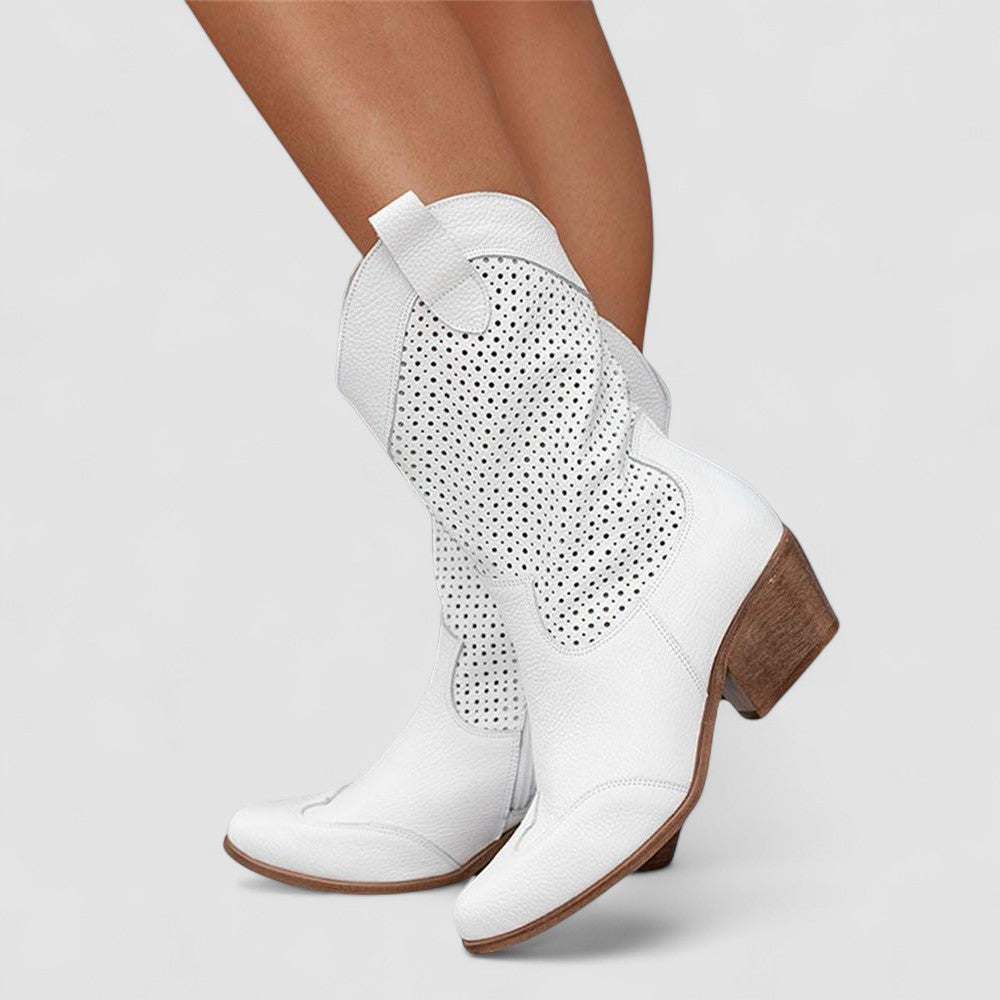 Rachel | Orthopedic Western Boots - White