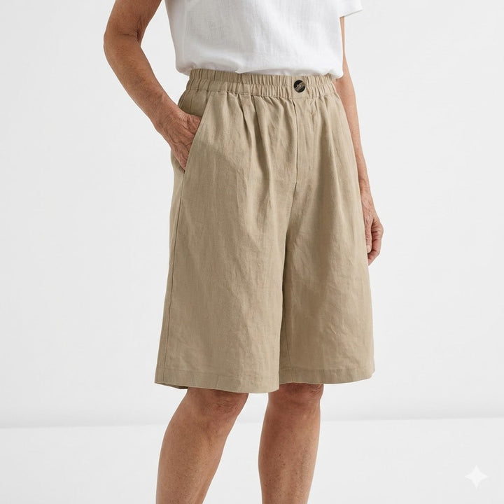 Amberley | Breezy Gamba Larga Linen Shorts with Elastic Waist