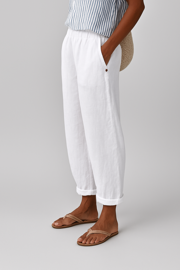 Perrie | Simple Linen Pants with Side Pockets