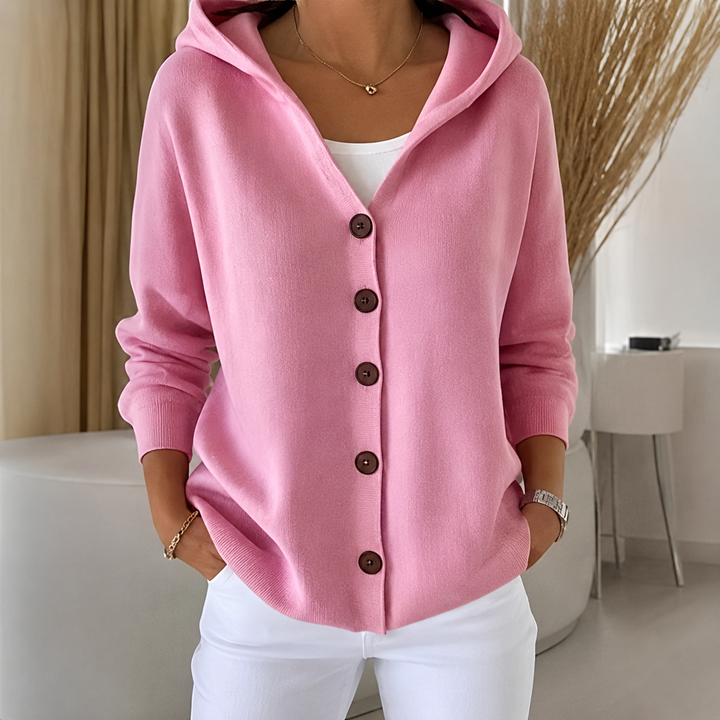 Panna | Hooded Button-Front Cardigan - 