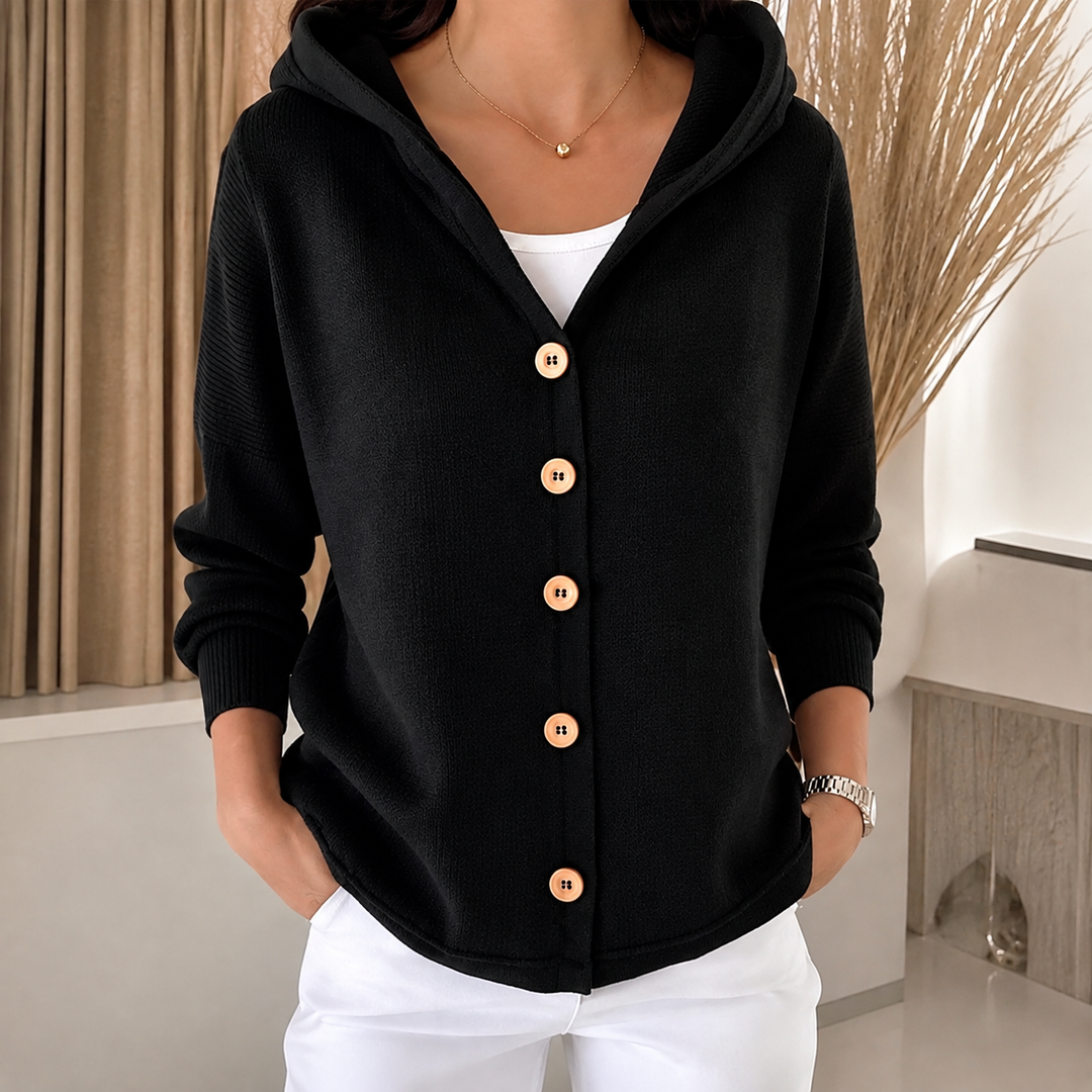 Panna | Hooded Button-Front Cardigan - Green
