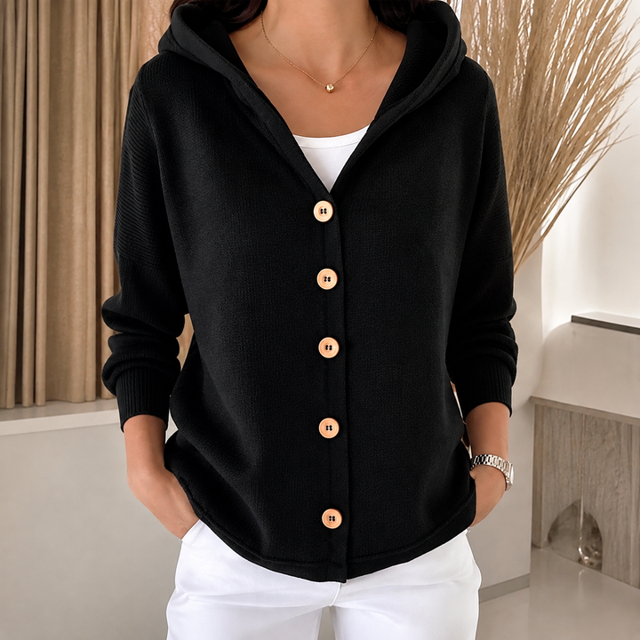 Panna | Hooded Button-Front Cardigan - Green