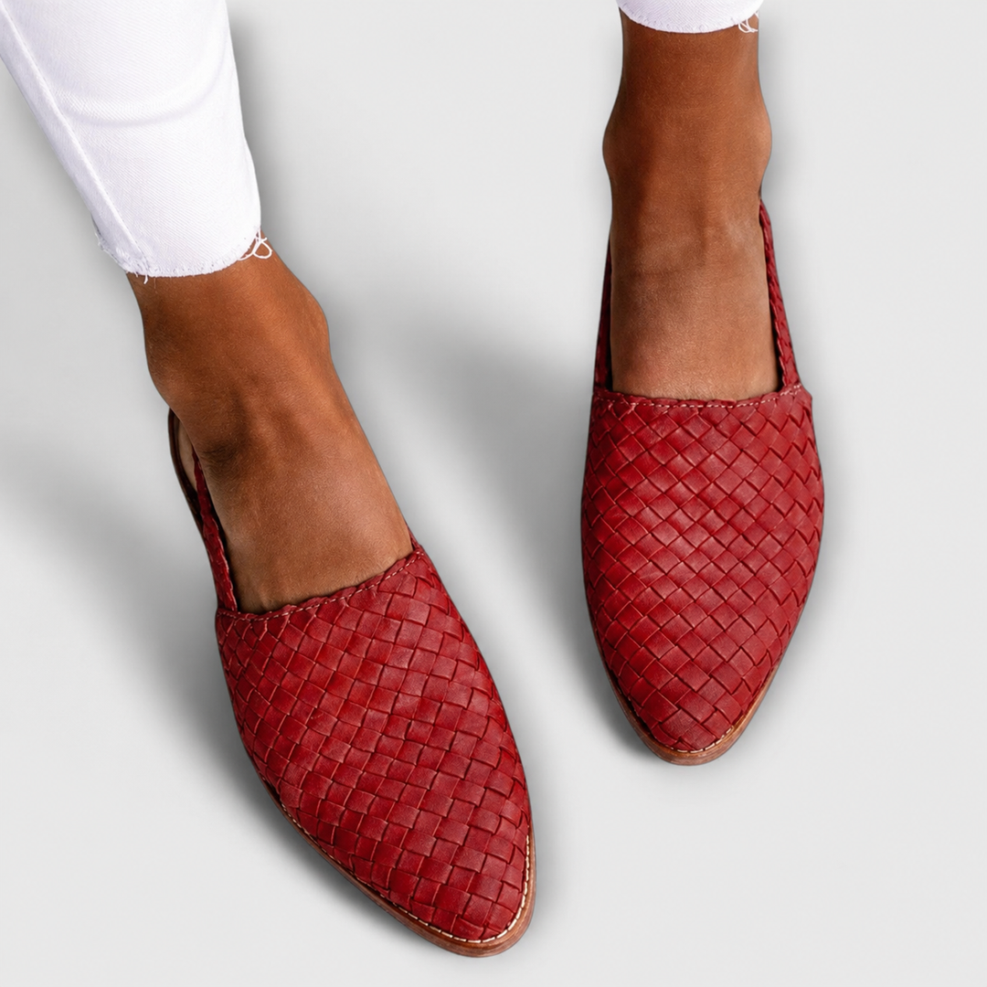 Simone | Loafers Braided A Strap Back - Red
