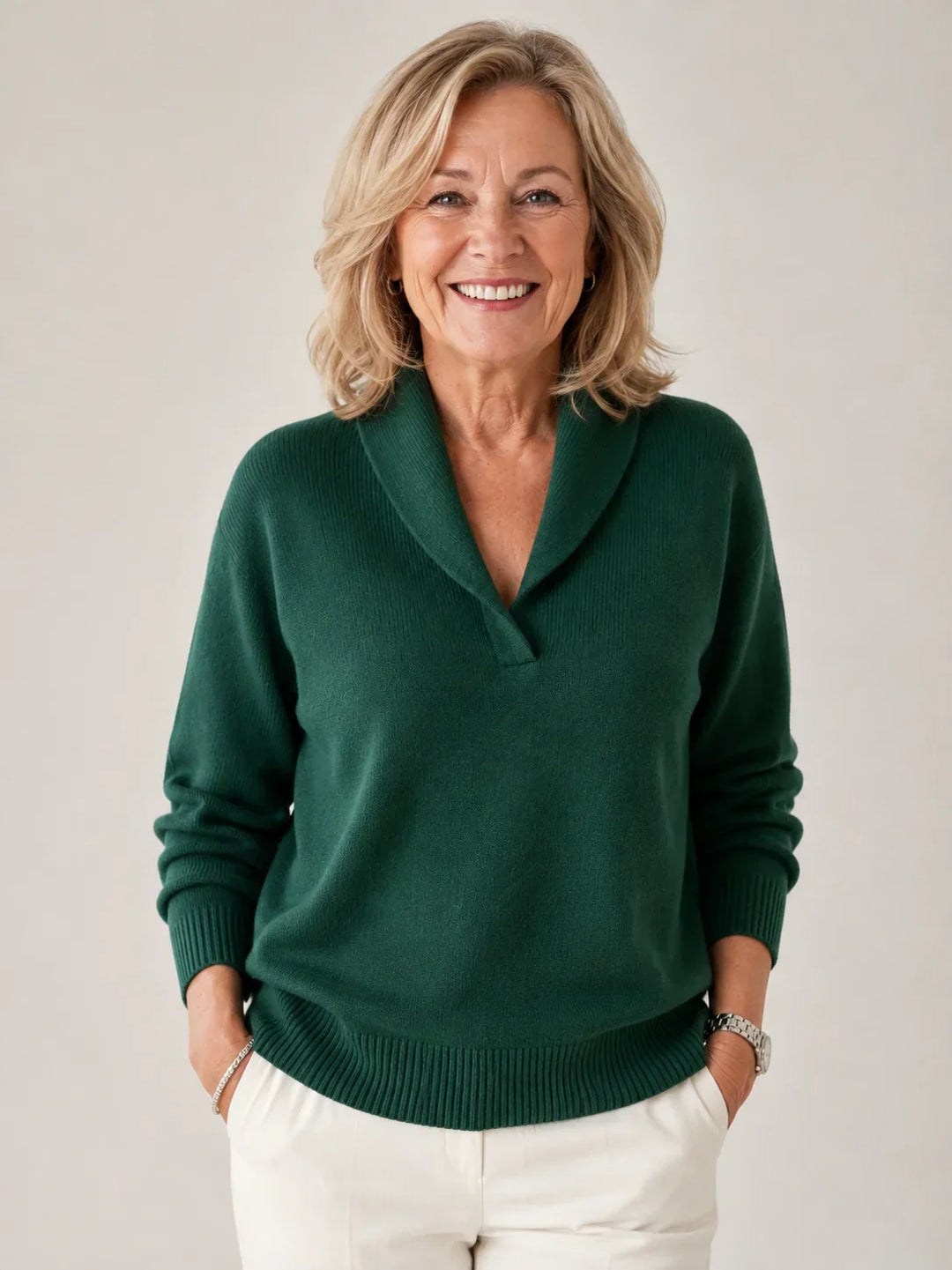 Antonine | Soft V Neck Sweater - Green