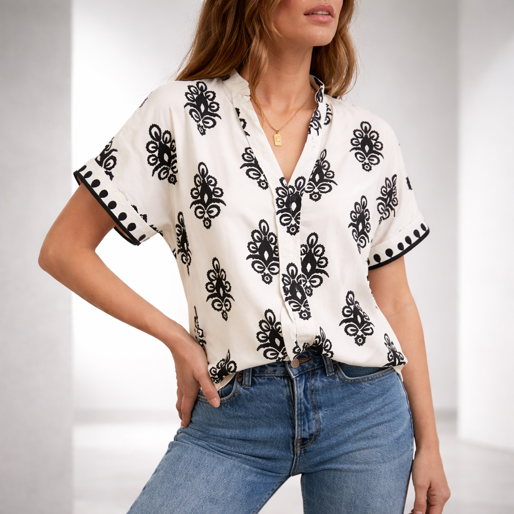 Elara | V-Neck Blouse - Helen & Olivia Manhattan