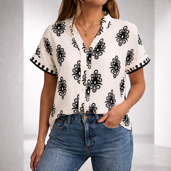 Elara | V-Neck Blouse - Helen & Olivia Manhattan