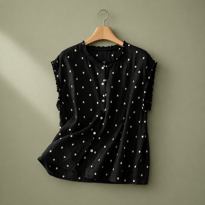 Marielle | Linen Dot Blouse - Helen & Olivia Manhattan