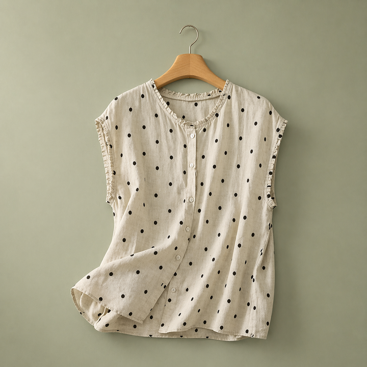 Marielle | Linen Dot Blouse - Helen & Olivia Manhattan