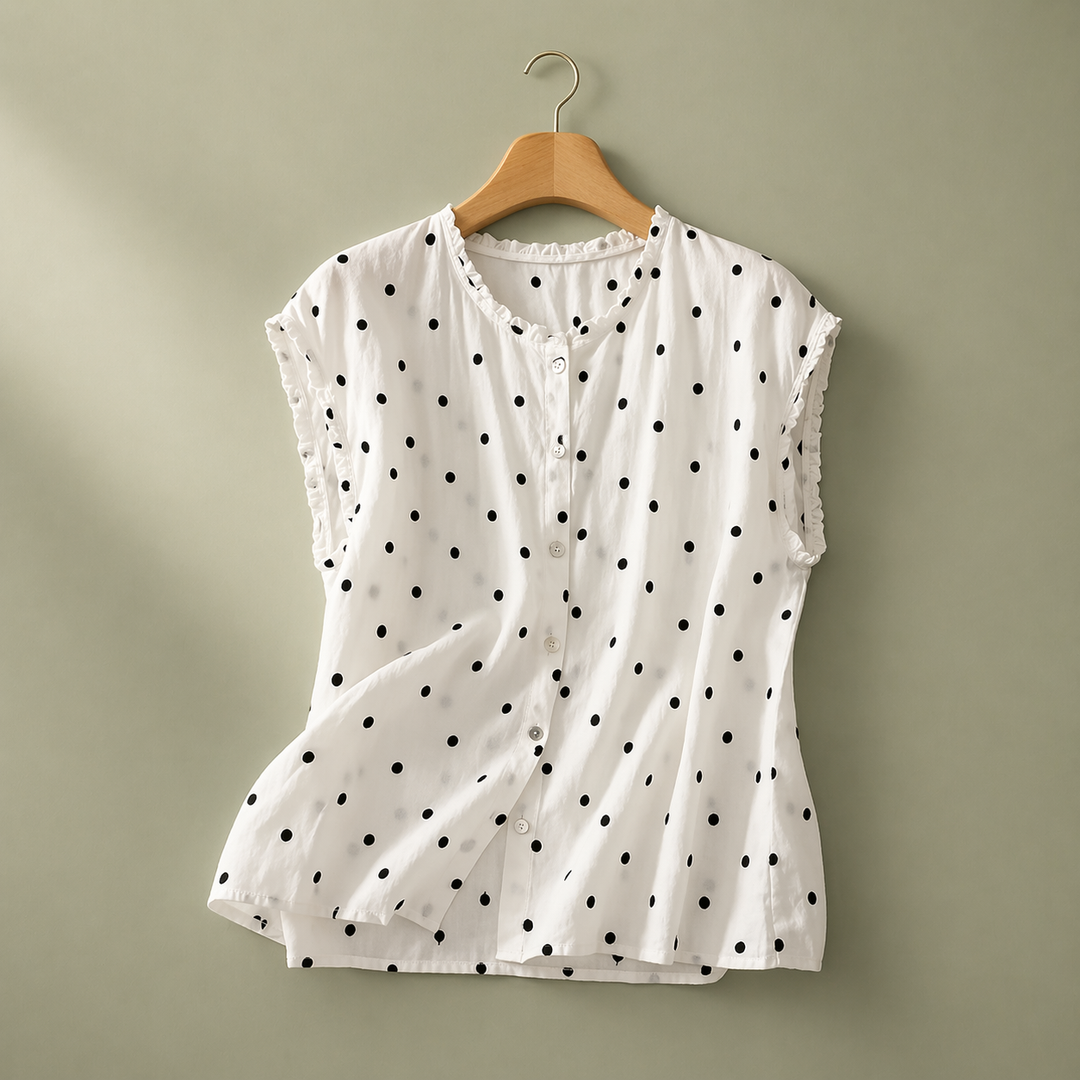 Marielle | Linen Dot Blouse - Helen & Olivia Manhattan