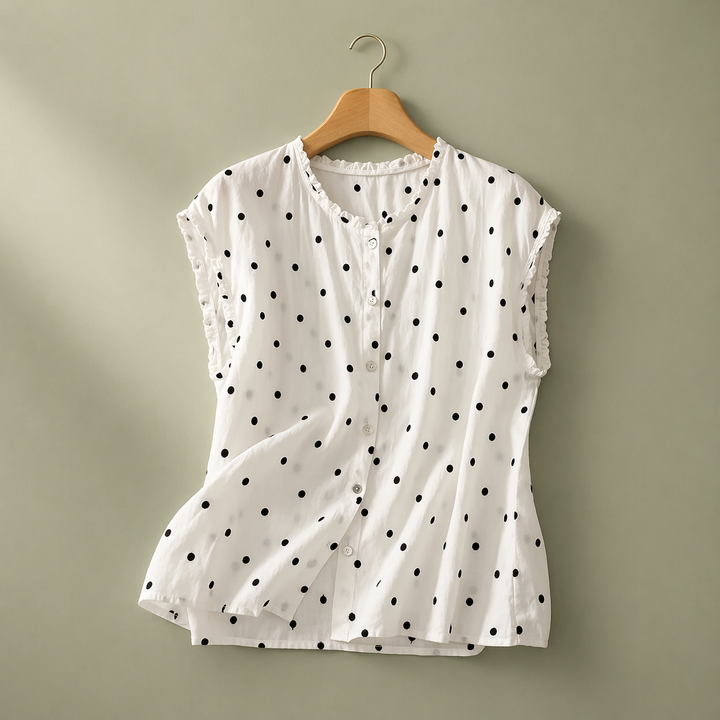 Marielle | Linen Dot Blouse - Helen & Olivia Manhattan