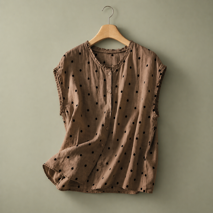 Marielle | Linen Dot Blouse - Helen & Olivia Manhattan