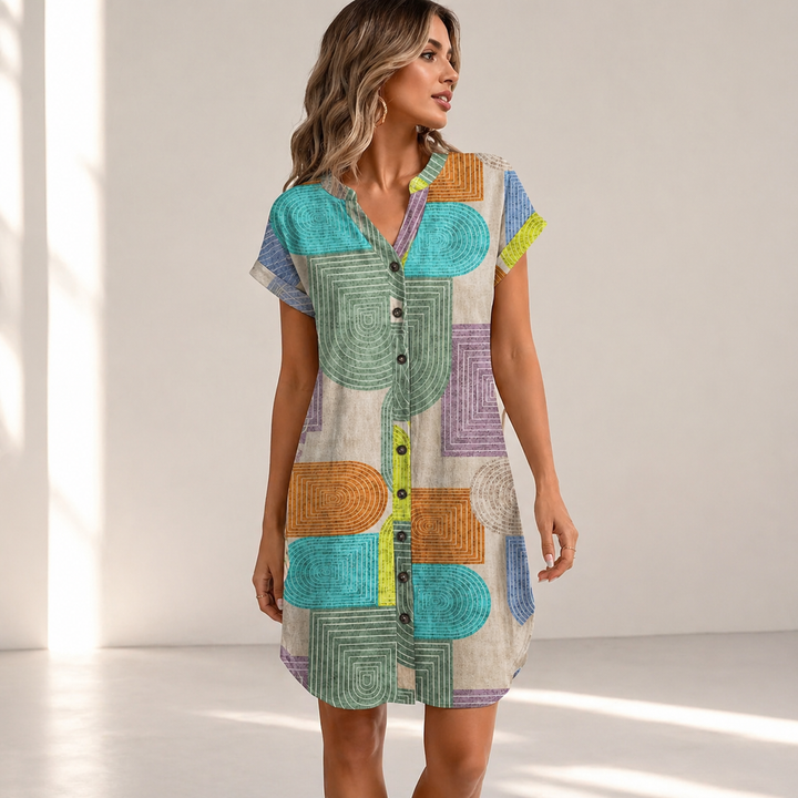 Sora | Geometric Shirt Dress - Helen & Olivia Manhattan