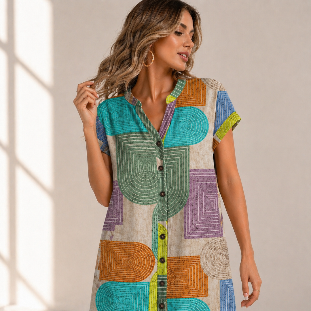 Sora | Geometric Shirt Dress - Helen & Olivia Manhattan