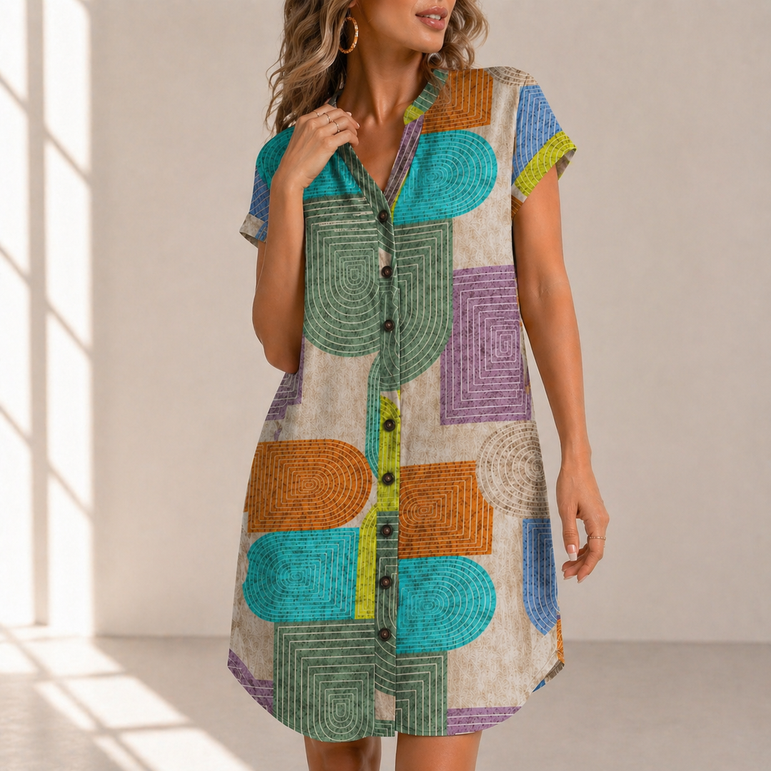 Sora | Geometric Shirt Dress - Helen & Olivia Manhattan