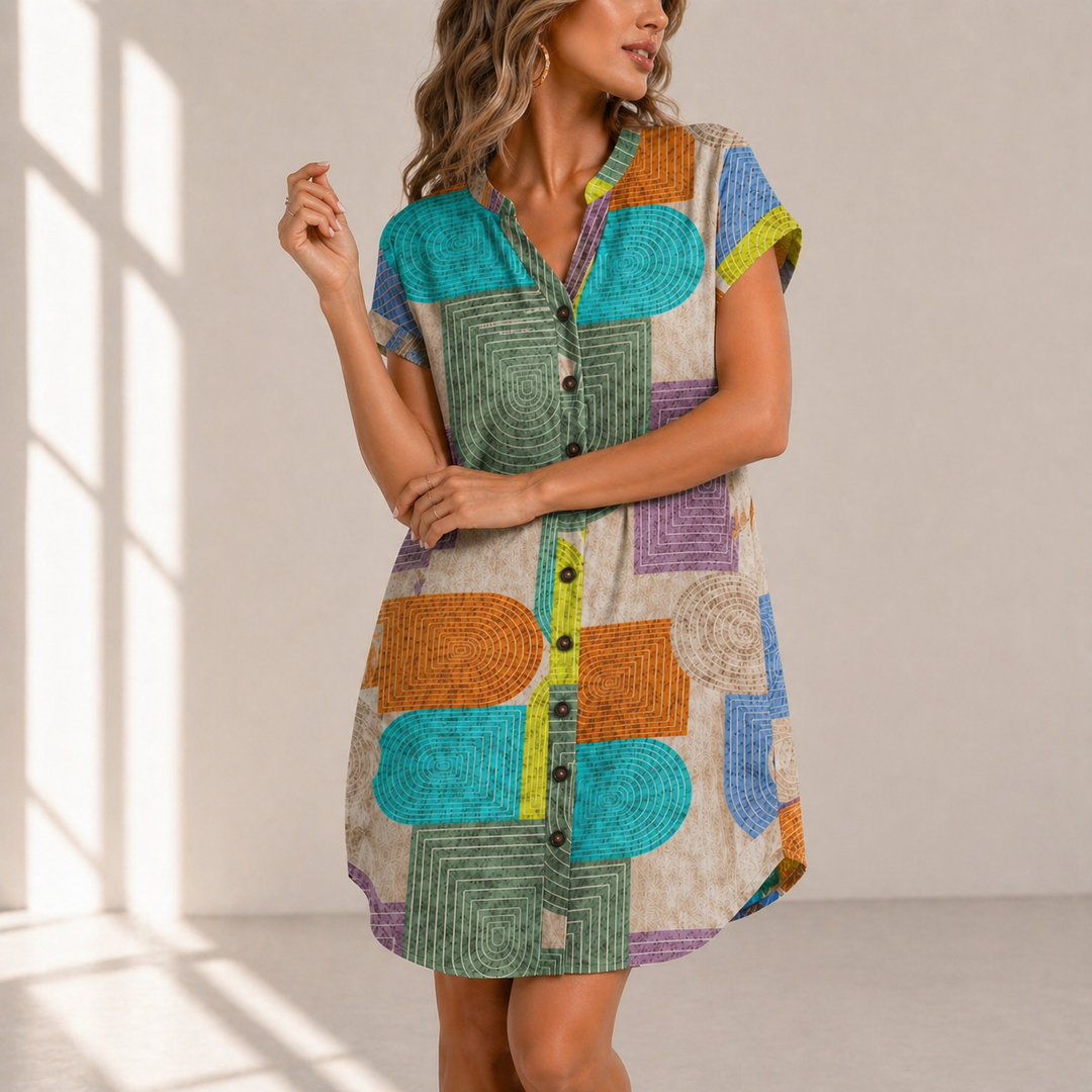 Sora | Geometric Shirt Dress - Helen & Olivia Manhattan
