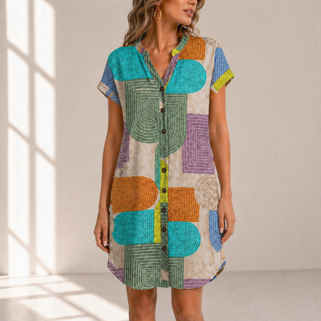 Sora | Geometric Shirt Dress - Helen & Olivia Manhattan