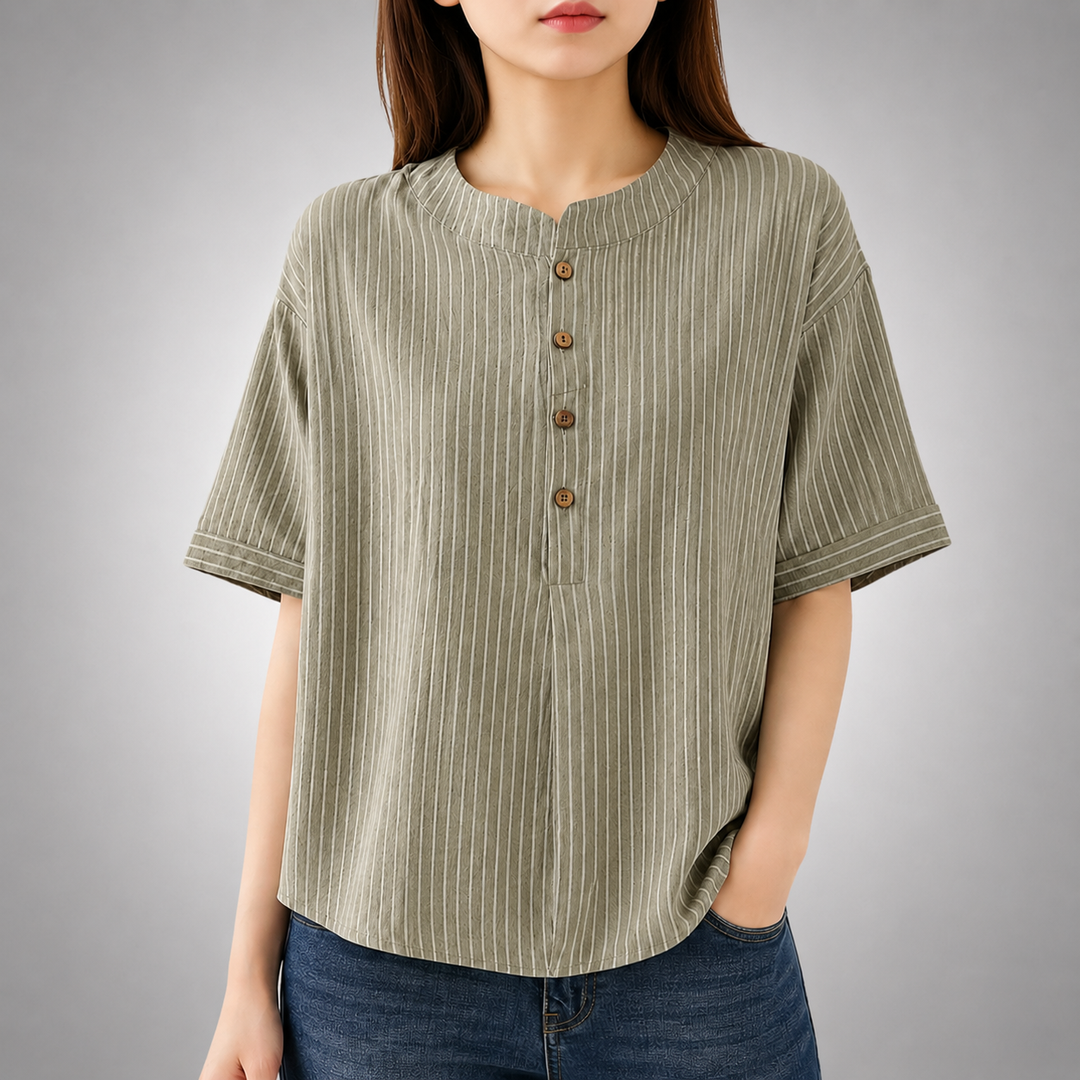 Valerie | Cotton Linen Blouse - Helen & Olivia Manhattan