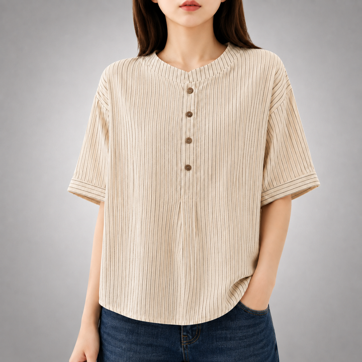 Valerie | Cotton Linen Blouse - Helen & Olivia Manhattan