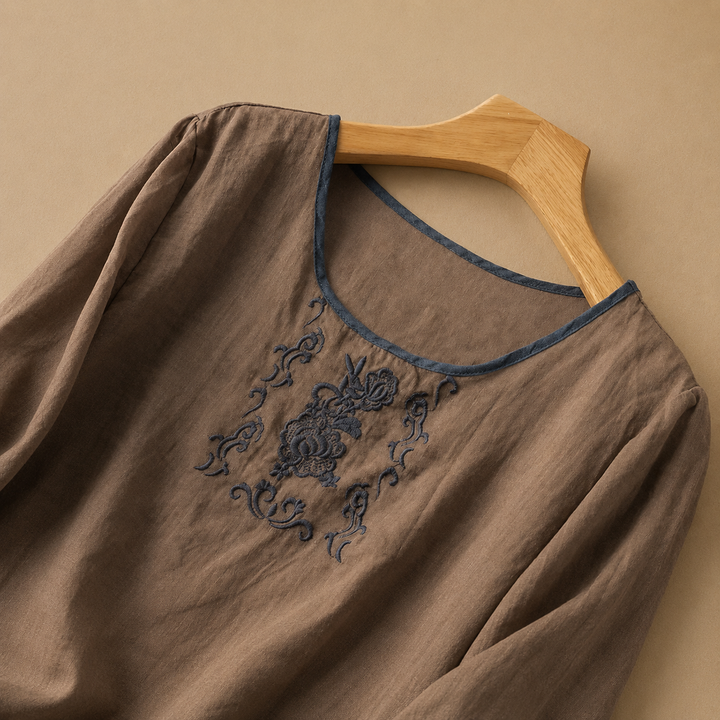 Rosalie | Linen Floral Blouse - Helen & Olivia Manhattan