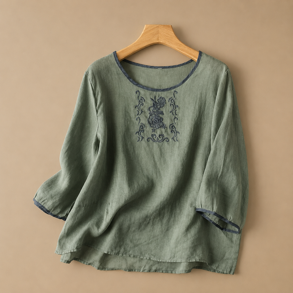 Rosalie | Linen Floral Blouse - Helen & Olivia Manhattan