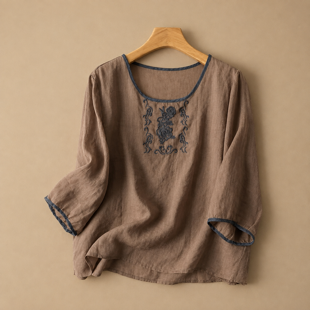 Rosalie | Linen Floral Blouse - Helen & Olivia Manhattan