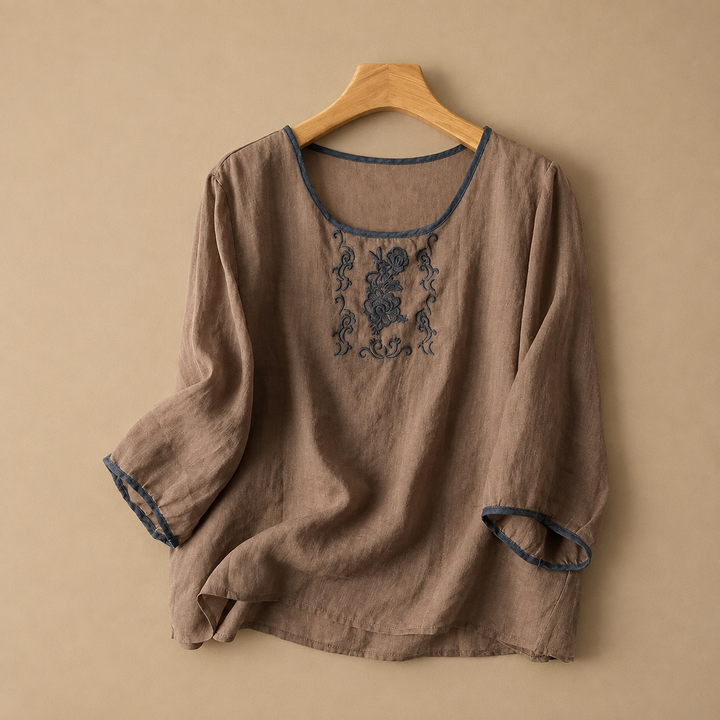 Rosalie | Linen Floral Blouse - Helen & Olivia Manhattan