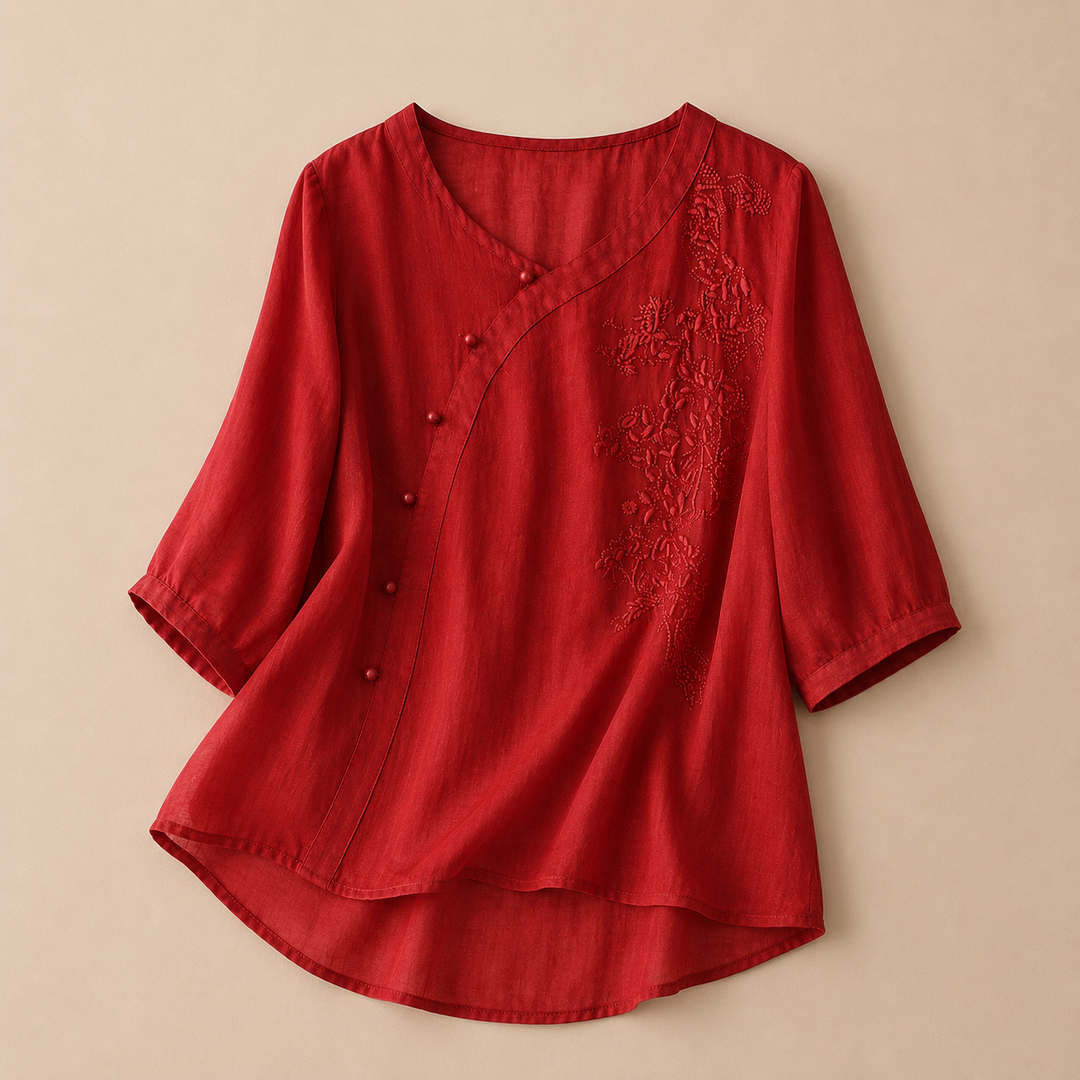Lisette | Floral Cotton Linen Blouse - Helen & Olivia Manhattan