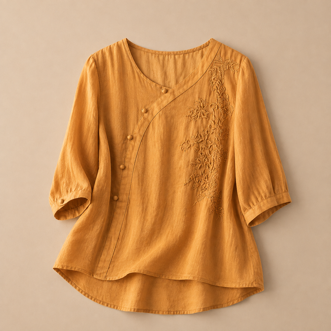 Lisette | Floral Cotton Linen Blouse - Helen & Olivia Manhattan
