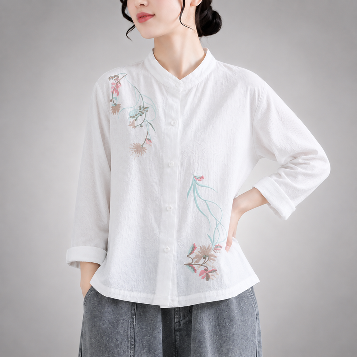 Celia | Cotton Linen Blouse - Helen & Olivia Manhattan